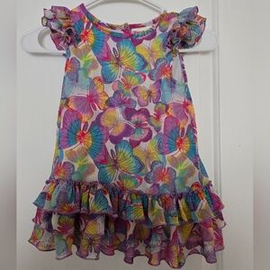 Flapdoodles Girls Multicolor Butterfly Dress